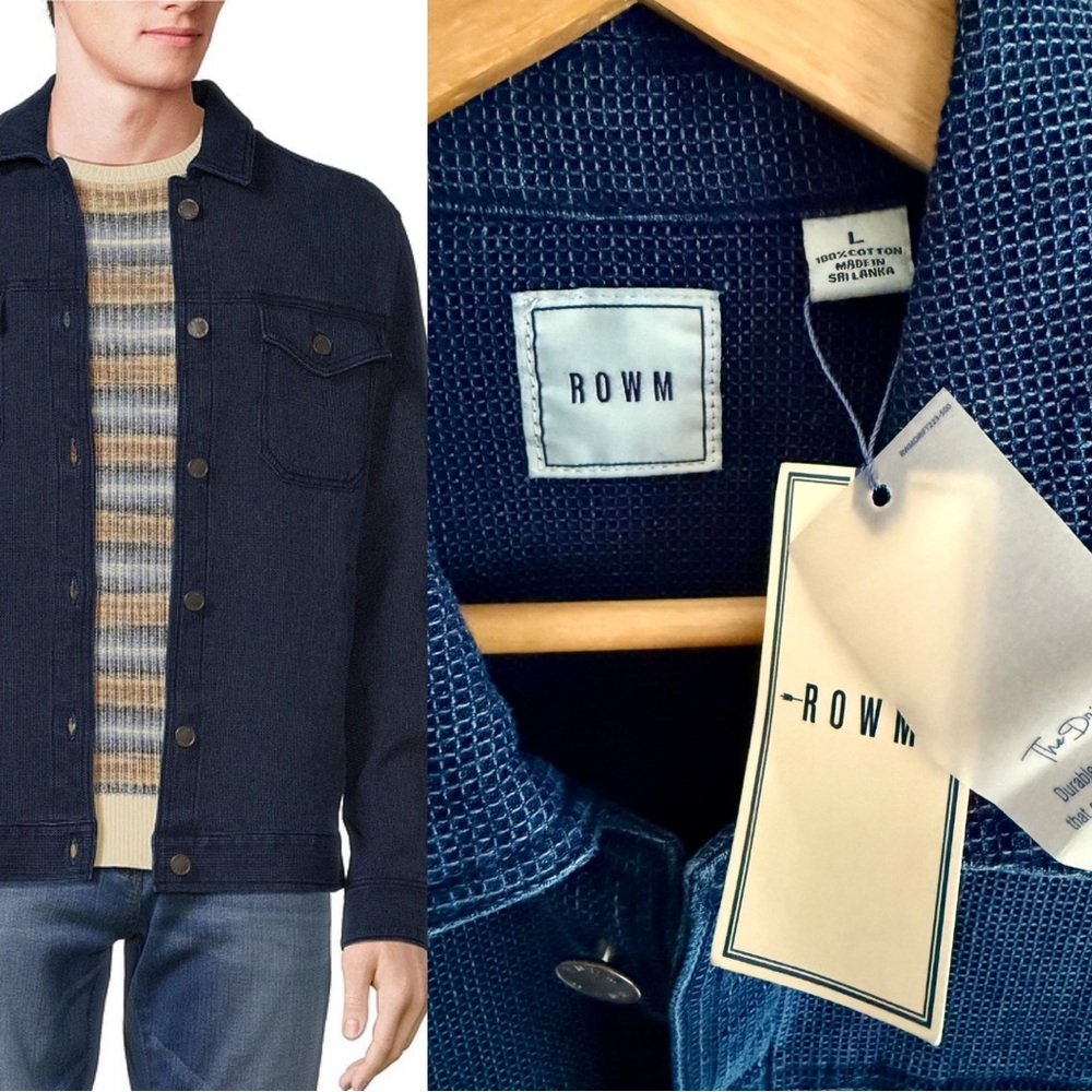 ROWM Shacket/Jacket Waffle Texture Indigo Dyed for Men Casual Chore Barn